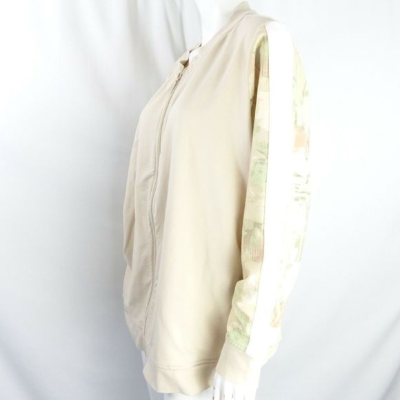 Denim & Co. Active Bomber Jacket with Print Detail NEW STONE 1X A354160 - Picture 7 of 8